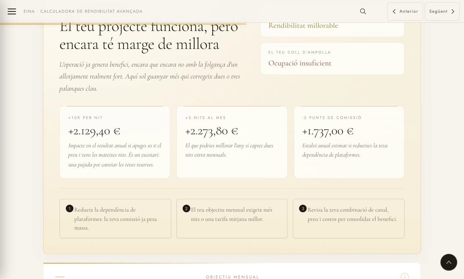 El que guanyaries l'any apujant 10 € la nit o venent dues nits més