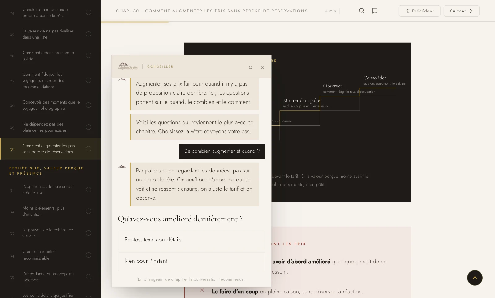 Chapitre 30 · le Conseiller explique comment augmenter le prix sans risque