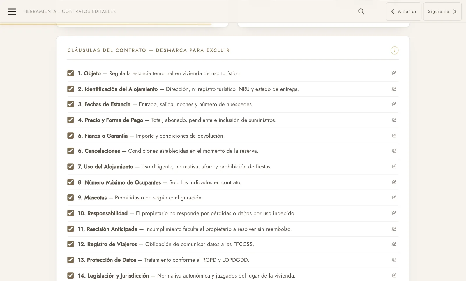 Catorce cláusulas que incluyes, quitas o editas